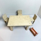 Antique Wooden Dollhouse Furniture Set - Table chairs crib Handmade Cottagecore
