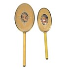 Vintage Victorian Revival 22k Gold Plate Vanity Mirror And Brush Set