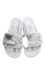 Fenty Puma By Rihanna Womens Logo Faux Fur Slide Sandals Gray Size 5