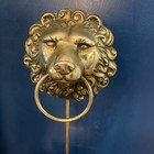 Vintage Large Brass Lion Head Maitland Smith Freestanding Hand Towel Holder