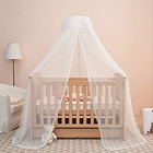 Baby Bed Canopy With Adjustable Clip-on Stand Baby Crib Cot 2 Piece Set White