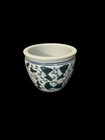 Vintage Blue White Chinoiserie Floral Planter Vase Cachepot Porcelain