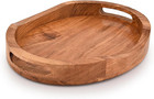 Tray Acacia Wood Oval Large Tray With Handle  Serving Trays For Living Room Home