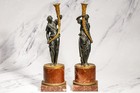 Opulent French Empire Style Bronze Ormolu Antique Statue Sculpture Candle Holder