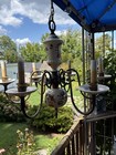 French Hand Painted 6 Arm Porcelain Chandelier From The 20-40s