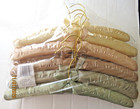 Lot Of 10 Vintage Padded Silk Satin Clothes Hangers Green Rose Gold