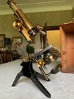 Antique W  Watson   Sons Ltd - Fram Mkiii Model Brass Microscope - C 1910  Cased