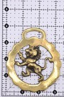 Horse Brass Medallion Buckle   Rearing Lion   Vintage Equestrian Decor Ornament