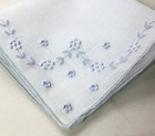 Vtg Unused Swiss Appenzell Blue White Wedding Hankie Hand Embroidered With Tag