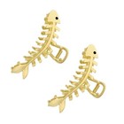 2pcs Large Metal Hair Claw Clips  Fish Bone Shape  Non-slip Hollow Hair Jaw C   