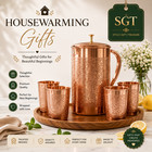 Pure Copper Jug With 6 Glass  Drinkware Tableware  Kitchenware Anniversary Gifts