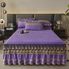Bedding Set 4pcs Winter Thicken Warm Padded Lace Bedskirt Duvet Cover Pillowcase