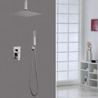 Brushed Nickel Shower Faucet Set 8-inch Rainfall Head Combo Kit With Mixer Valve
