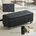41 Inch Faux Leather Storage Ottoman Stitch Tufted Rectangle Upholstered