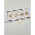 Constance Leiter La Contessa Hand Embroidered Linen Cocktail Napkins White Set 4