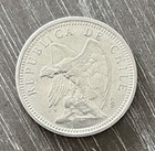 1927 Chile 5 Pesos  900 Silver Coin Au bu   world144