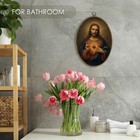 Catholic Sacred Heart Of Jesus Oval Wall Art Decor Framed  Vintage Christian    