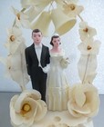 Vintage Wedding Cake Topper Bride Groom Wedding Bells 1940s 50s Needs Tlc