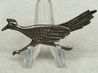 Vintage Navajo Native American Sterling Silver Turquoise Eye Roadrunner Brooch