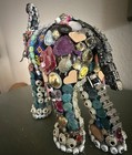 Ooak Vintage Mixed Media Assemblage Elephant Statue 13    3lbs  Jeweled