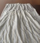 Vtg 70s Open Weave Set 3 Curtain Panels Pinch Pleat Ivory Gold Circles 35x78