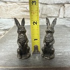 Vintage2  Mini Pewter Bunny Figures Rabbit 2    Tall Miniatures For Trinket Shelf