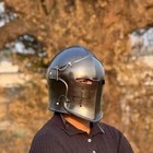 Black Barbuta Helmet   Medieval Knight Armor 18g Mild Steel Helmet Best Gift