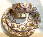 Gorgeous Rare Lomonosov Imperial Russian Lfz Porcelain Cup Saucer Plate Festony