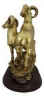 Rustic Country Bighorn Sheep Ram Family Climbing Rock Faux Gold Patina Figurine