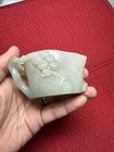 Chinese Natural Hetian Jade Double Ears Wine Cup