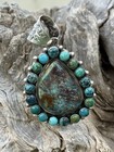 Navajo Sterling Silver Turquoise Cluster Pendant  K Yazzie Gift