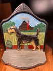 Superb Hand Painted Cast Iron Wirehaired Fox Terrier Copr 1929 Art Deco Bookends