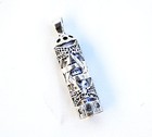 Sterling Silver 925 Mezuzah   Scroll  Pendant w-magen David Judaica Made Israel