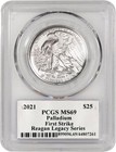 2021  25 1 Oz Palladium American Eagle Reagan Series Pcgs Ms69 Uncirculated Coin