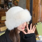 Soft Fluffy Faux Fur Bucket Hat     Oversized Winter Warm Hat For Women   white-1pc   