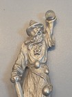 Vintage Pewter Wizard Spoon Figurine Cjg Crystal Ball 5 Inch Fantasy Collectible