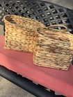 Set Of 2 Woven Water Hyacinth Hanging Wall Baskets Wicker Storage Decor