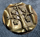 Large Vintage Antique Metal Brass Picture Button Flowers Unique Design 1-3 4 
