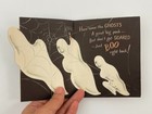Vtg Norcross Halloween Card Ghost Peaking Door Fold Up Anthropomorphic Lantern