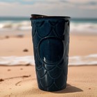 Starbucks 2017 Dark Blue Siren Scale Ceramic Tumbler Travel Mug Cup 10oz W Lid