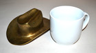 Vintage Solid Brass Cowboy Hat -- 5 5    X 6  7 8      fritz Brass - Korea 