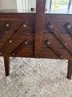 Vintage Mcm Accordion Wood Sewing Box Romania Jewelry Craft Storage Expandable   
