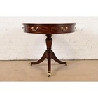 Baker Furniture Georgian Mahogany Pedestal Drum Side Table  Newly Refinished