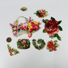 1880s Victorian Die Cut Scrap Lot 8 Flowers Roses Cala Lilly Floral 1 2-5    Ea2