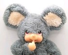 Vtg 1970s Russ Berrie Moppy Mouse Finger Sucker Stuffed Plush Plastic Face 10 