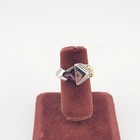 Vtg Ring Sz 8 Band Unsigned Piscitelli Purple Rhinestone Art Deco Theme Jewelry