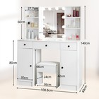 Vanity Table Set With Lighted Mirror And Stool  Makeup Dressing Desk 3 Drawers