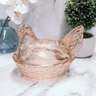 Pink Depression Style Glass Hen On Nest Chicken Candy Dish  Vintage Style Decor
