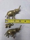 Vintage Set Of 3 Mcm Solid Brass Elephant Family Figurines 