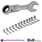 12 Pcs Trade Grade Flex Stubby Ratchet Gear Wrench Spanner Set  Cr-v 8 -19mm 